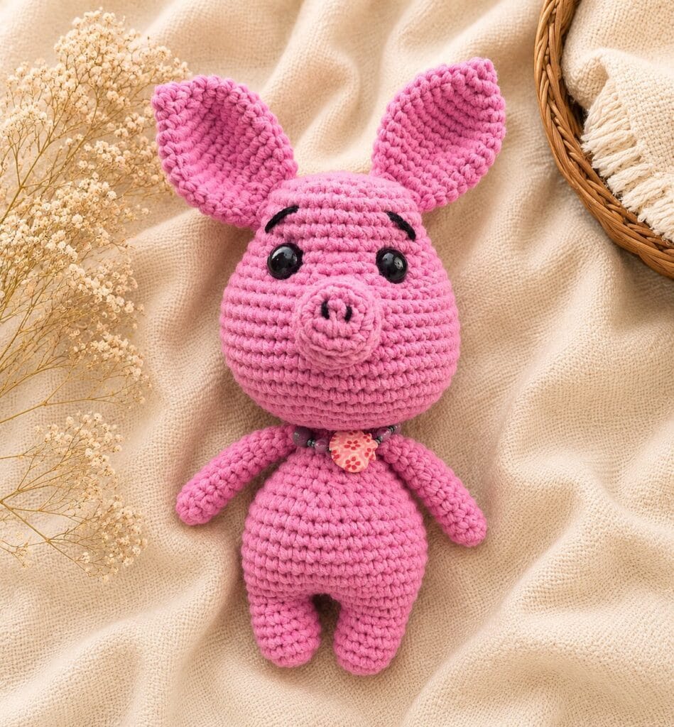 Pig | LovelyLoops crochet pig dark pink